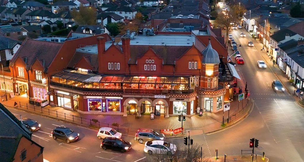 Stockton Heath Village Center at night